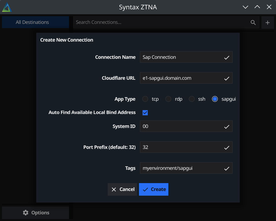 New SAPGUI Connection